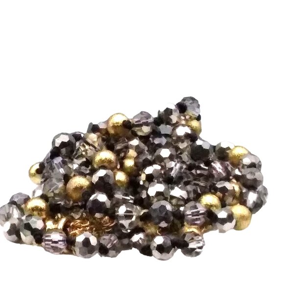 Vintage Glitzy Gray and Gold Lariat Necklace Chain, Open Ended with Gold Tone - Picture 3 of 3